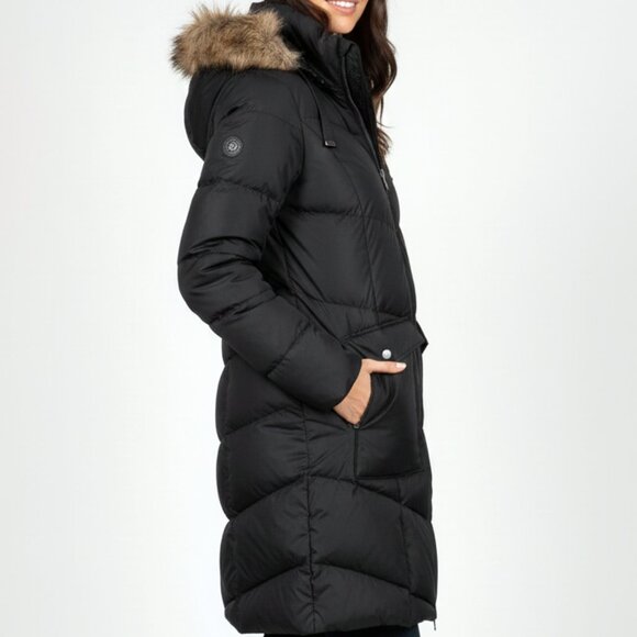 🔥 EDDIE BAUER Down Parka | Womens Black Long Winter Coat Sz (S) - Picture 4 of 7